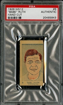 1926 W512 #6 Babe Ruth Hand Cut – PSA AUTHENTIC  